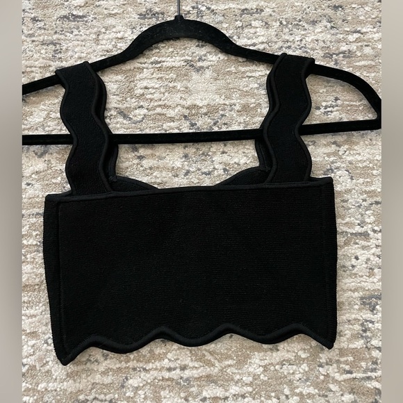 NEW GALVAN LONDON Delia Scalloped Knit Top Crop Black Size XS $495 Milkmaid - Picture 8 of 10